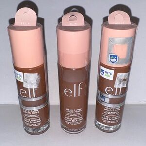 X3 Shade 7 Deep/Rich ~ E.L.F. Halo Glow LIQUID FILTER Foundation ~ 3 Bottles ELF